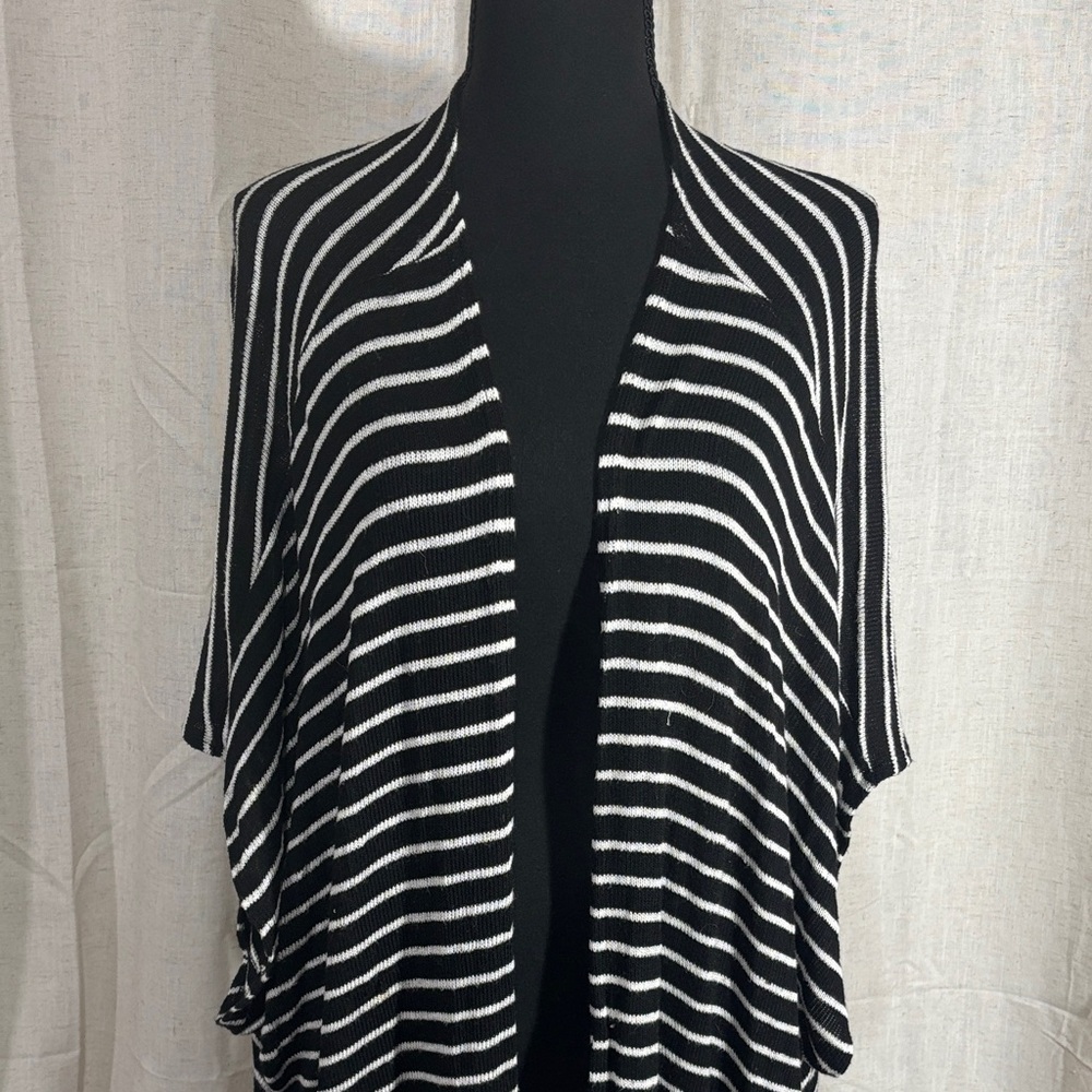 Star Vixen Black and White Striped Open Cardigan